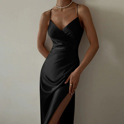 Damen Wickelkleid mit V-Ausschnitt und Seitenschlitz
