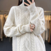 Damen Oversized Pullover mit Rundhalsausschnitt in Weiß