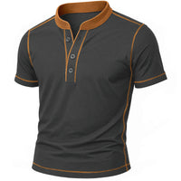 OLIVIER | HENLEY-SHIRT MIT EMBER-DETAIL in Dunkelgrau