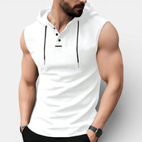 Tim | Herren Ärmelloses Kapuzenshirt Sport Casual Freizeit Urban in Weiß
