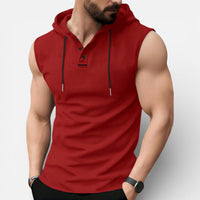 Tim | Herren Ärmelloses Kapuzenshirt Sport Casual Freizeit Urban in Rot