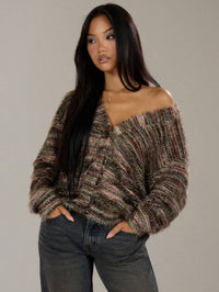 Damen Oversized Langarmpullover in Braun