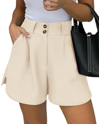 Kurze Hose mit hoher Taille und weitem Schnitt für Frauen | Ideal für den Sommer in Beige