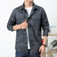 Herren Utility-Hemdjacke mit Klappbrusttaschen und geradem Schnitt in Grau