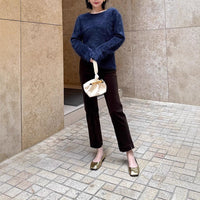 Damen Weicher Mohair-Pullover mit weitem Schnitt Nord Taschen in Dunkelbraun