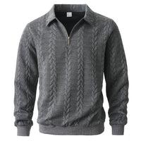 Martin | Polo Quarter Zip aus elegantem Strick in Grau