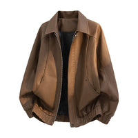 Herren Oversize-Fieldjacke aus Kunstleder mit verdecktem Reißverschluss in Kaffeebraun