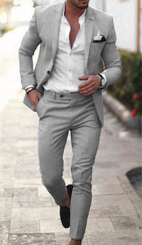 Étienne | Herren Anzug Zweiteilig Slim Business Elegant Hochzeit Klassisch in Hellgrau