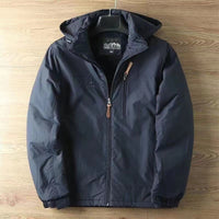 Herren wasserabweisende Allwetter-Trekkingjacke mit Kapuze in Dunkelblau