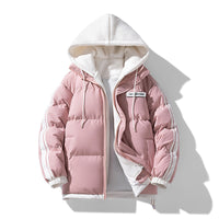 Herren wattierter Parka mit innenliegendem Hoodie und Zwei-Wege-Reißverschluss in Rosa
