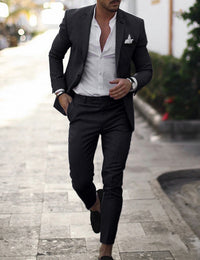 Étienne | Herren Anzug Zweiteilig Slim Business Elegant Hochzeit Klassisch in Schwarz