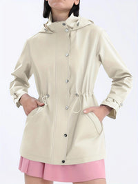 Damen wasserabweisende Freizeitjacke mit verstellbarer Kapuze in Elfenbein