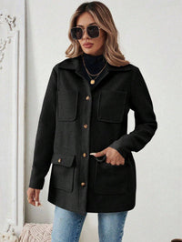 Damen Utility-Jacke mit praktischen Taschen in Schwarz