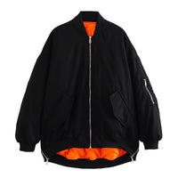 Damen Oversized Bomberjacke mit Taschen in Schwarz