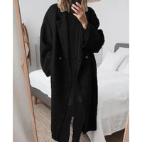 Damen Oversize-Mantel mit Revers und doppelter Knopfleiste in Schwarz