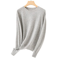 Damen Feiner Rundhals-Feinstrickpullover mit leichter Oversize-Passform Nord Taschen in Reines Grau
