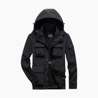 Herren Utility-Fieldjacke mit Klapp- und Reißverschlusstaschen in Schwarz
