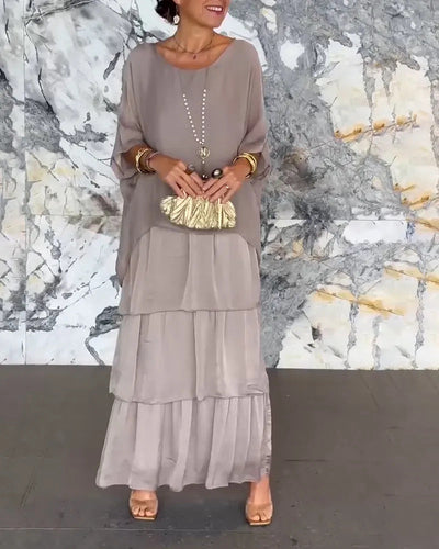 Sidonie - Elegantes Damenkleid mit Puffärmeln und Lagen-Design
