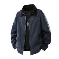 Herren Langarmjacke mit Kragen und Taschen in Blau