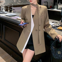 Damen Übergrößen Blazer mit asymmetrischem Design Nord Taschen in Kaffee
