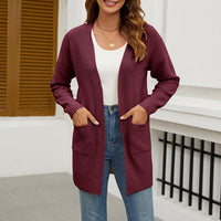 HANAE –  Long-cardigan mit retro-flair in Weinrot