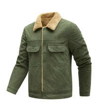 Herren Langarmjacke mit Knöpfen und Taschen in Olivgrün (Militärgrün)
