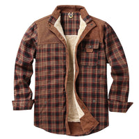 Herren Hemdjacke mit Karomuster und Taschen in Rötlichbraun