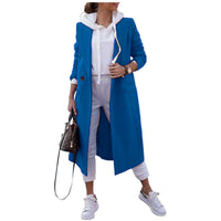 Damen Oversize-Mantel mit klassischem Revers und Taschen in Blau
