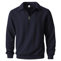 Martin | Polo Quarter Zip aus elegantem Strick in Marineblau