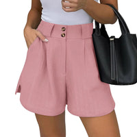 Kurze Hose mit hoher Taille und weitem Schnitt für Frauen | Ideal für den Sommer in Rosa