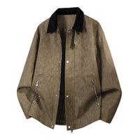 Herren Oversize-Harringtonjacke mit Cordkragen und Zwei-Wege-Reißverschluss in Karamell