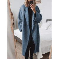 Damen Oversize-Mantel mit Revers und doppelter Knopfleiste in Blau