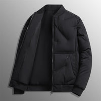 Herren Langarm Steppjacke mit Knöpfen und Taschen in Schwarz