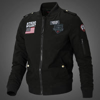 Herren Langarm Bomberjacke mit Taschen in Schwarz