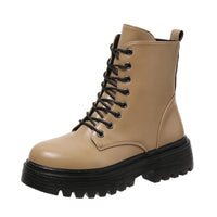 Damen Schnürstiefel mit robustem Profil und modischer Schnürung in Khaki