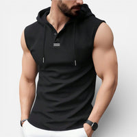 Tim | Herren Ärmelloses Kapuzenshirt Sport Casual Freizeit Urban in Schwarz