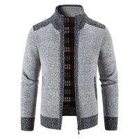 Herren Langarm-Zip-Jacke mit Taschen in Hellgrau