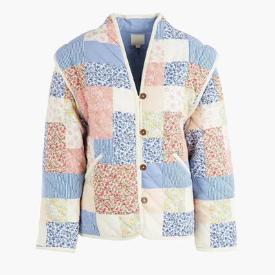 Harpij | Gewatteertes Patchwork-Jacke mit Blumen- und Gingham-Prints