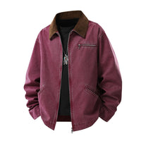 Herren Langarmjacke mit Kragen und Taschen in Rot