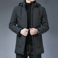 Herren Langarm Kapuzenjacke mit Taschen in Grau