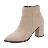 Damen Stiefeletten mit blockierendem Absatz und Reißverschluss in Apricot