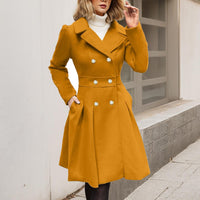 Damen Langarm-Mantel Longline mit Taschen in Gelb