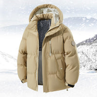 Herren Daunenjacke mit Kapuze und Taschen in Khaki