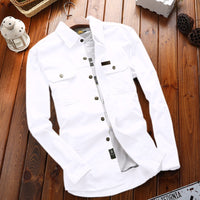 Herren Canvas-Overshirt mit Klappbrusttaschen und verstärkten Nähten in Weiß