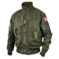 Herren Bomberjacke im Fliegerstil mit Thermofutter und Utility-Taschen in Olivgrün 1992