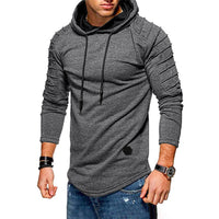 Herren Longline-Hoodie mit Kordelzug und langen Ärmeln in Grau