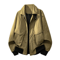 Herren Field-Bomberjacke mit Pattentaschen und Rippbündchen in Khaki