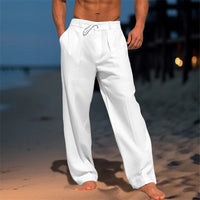 Jürgen | Herren Frühjahr Hose Locker Kordelzug Komfort Casual Leicht in Weiß