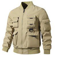 Herren Bomberjacke mit modularen Taschen und D-Ring-Details in Khaki