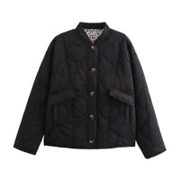 Damen Langarm Rundhalsjacke mit Knöpfen und Taschen in Schwarz